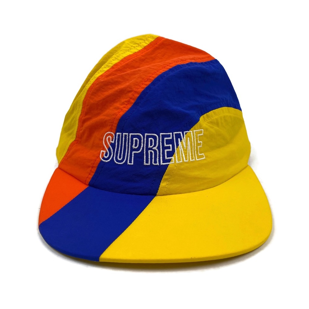 Supreme Diagonal Stripe Nylon Yellow Hat Strapback